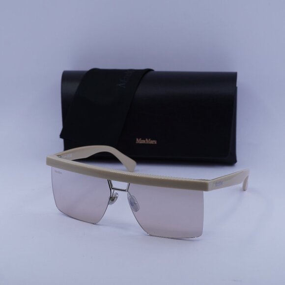 MaxMara MM0072 25L Square Sunglasses - Ivory/Roviex Mirror - Picture 1 of 10